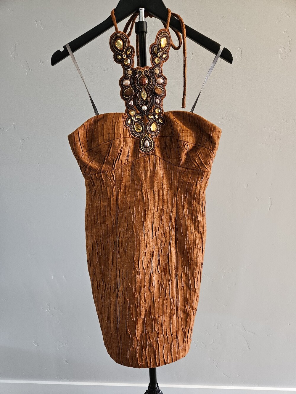 Muse for Boston Proper burnt orange halter dress